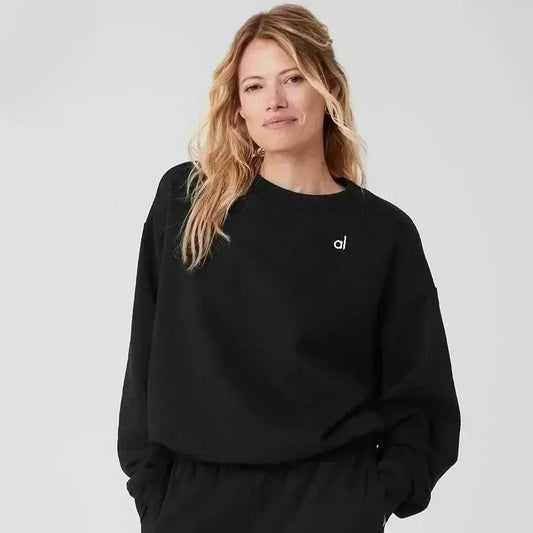 Yoga Top Accolade Crew Neck Pullover Comfortable Simplicity Solid Color