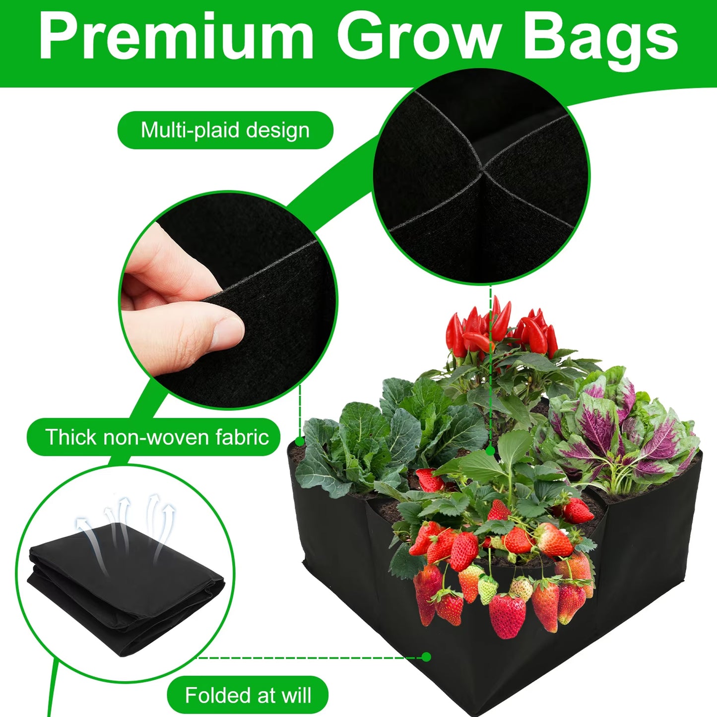 Garden Planting Bag with Multi-Grid Design