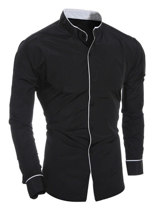 Spring and autumn men's long-sleeved solid color shirt