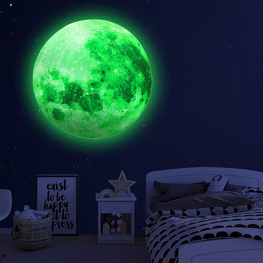Glow in The Dark Moon Wall Sticker for Kids Baby Room 3D Space Planet Wall