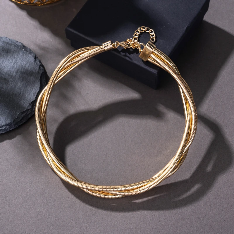 Punk Style Gold Color Multilayer Wrap Necklace