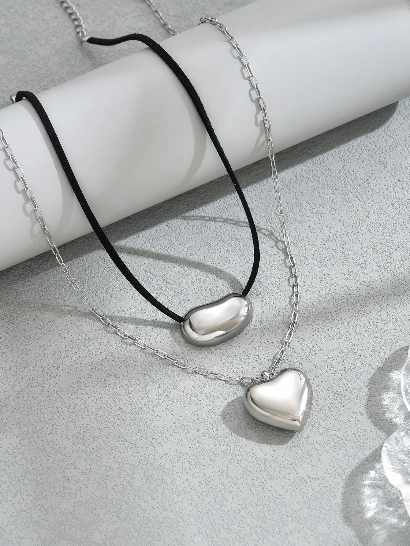 2PCS Fashion Stainless Steel Heart Pendant
