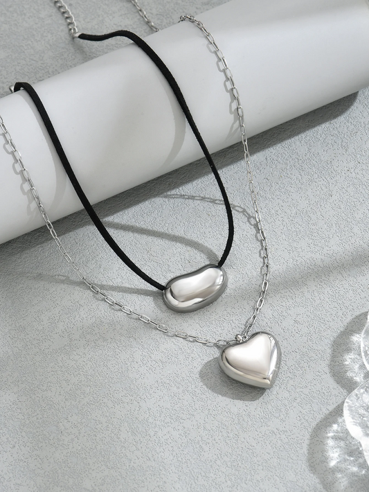 2PCS Fashion Stainless Steel Heart Pendant