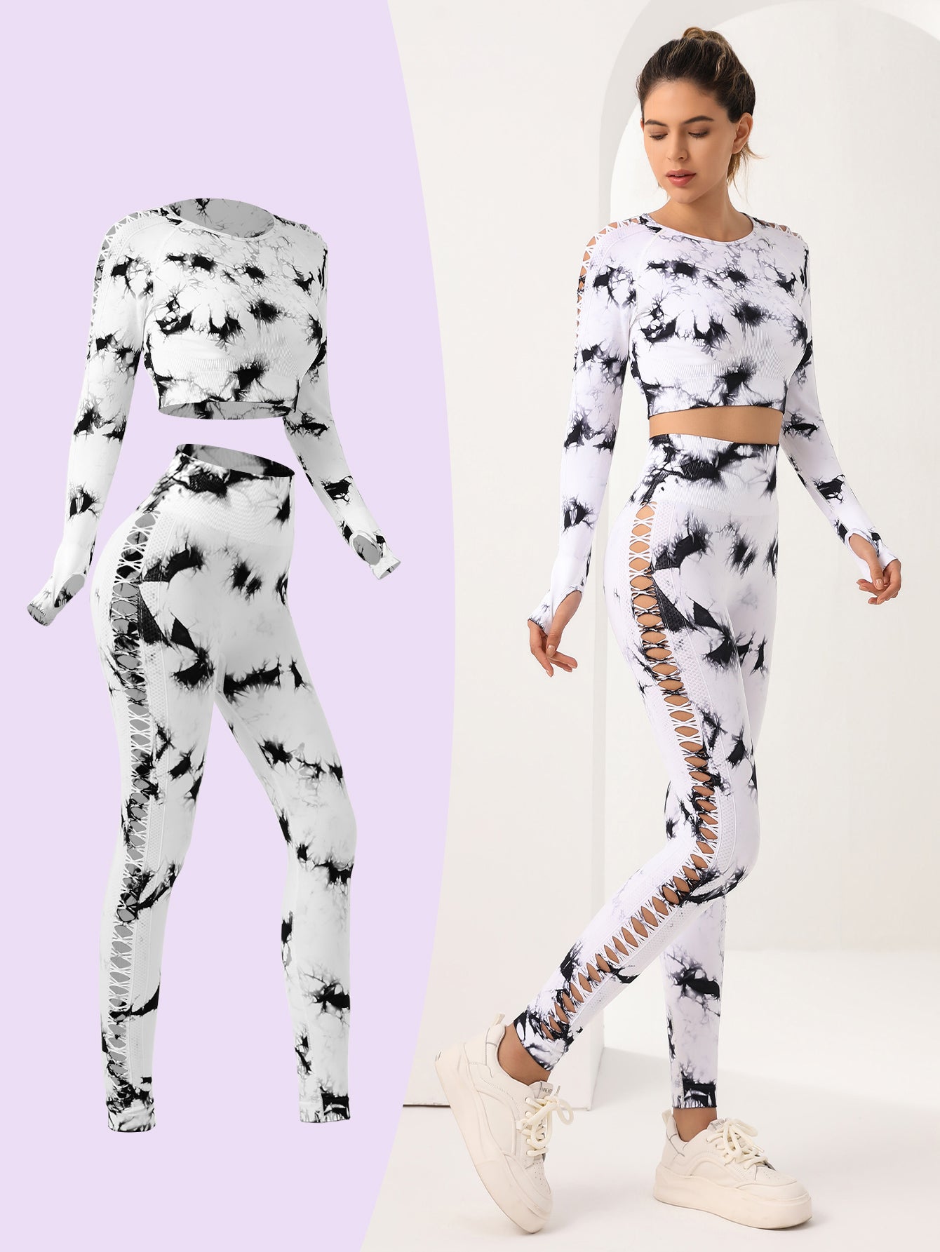 2Pcs Yoga Suit Women's sportswear Workout Long Sleeve