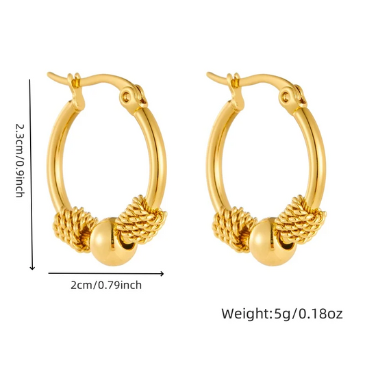 Stainless Steel Golden Hollow Woven Circular Shape Earrings