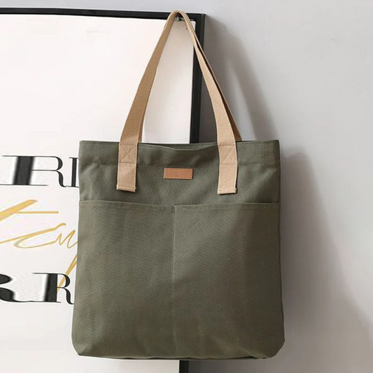 Women Canvas Tote Bag Solid Color