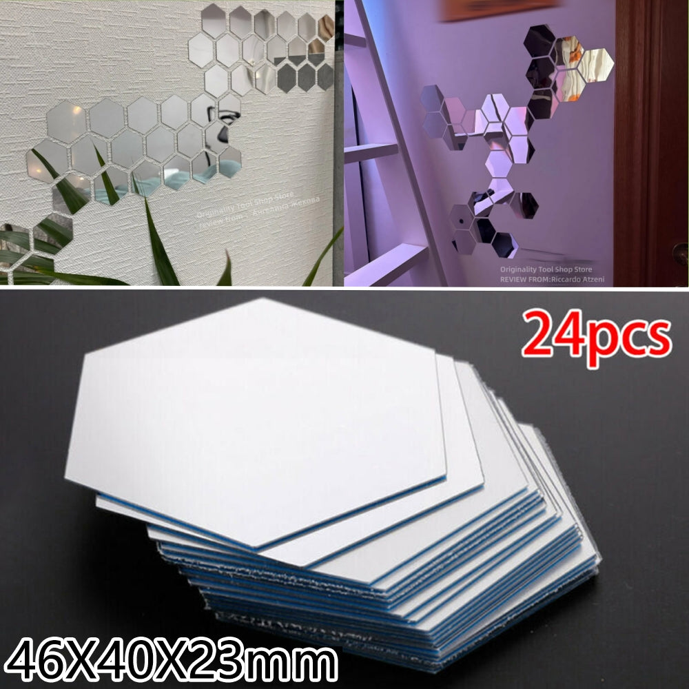 Mirror Sticker Acrylic Wall Sticker Hex Self-Adhesive Mosaic Tiles
