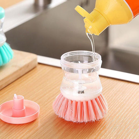Kitchen Wash Pot Dish Brush With Automatic Soap Liquid Dispenser