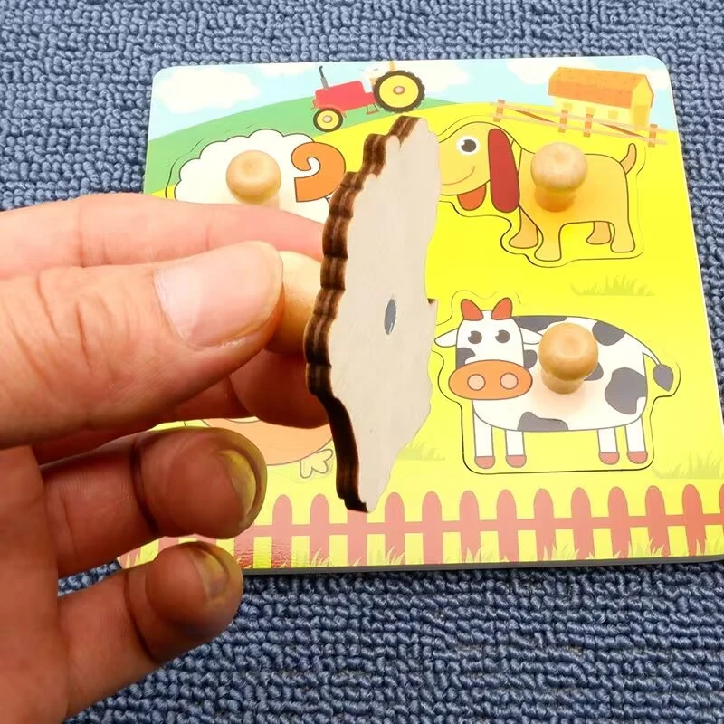 Kids Montessori 3D Wooden Puzzle Hands Grab Child Puzzle