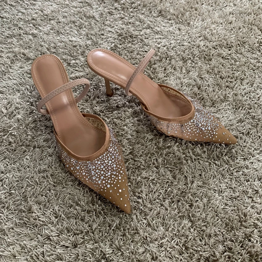 Women's Sandals Rhinestone Bright Mesh High Heels