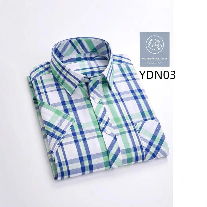 Men's Summer Thin Pure Cotton Short Sleeve Casual Shirt Fashion