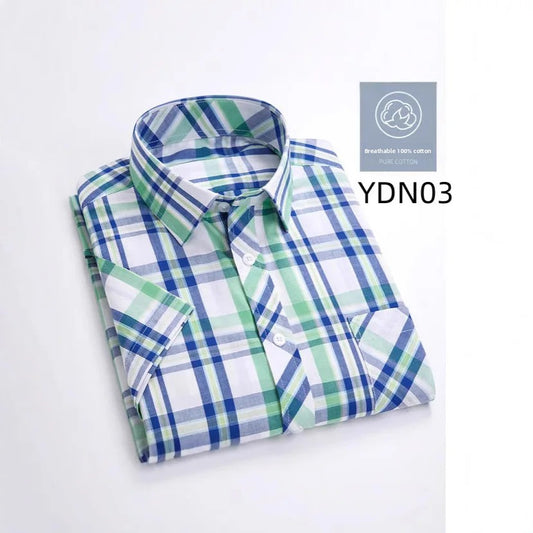 Men's Summer Thin Pure Cotton Short Sleeve Casual Shirt Fashion