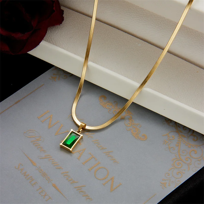 316L Stainless Steel Green Crystal Zircon jewelry set