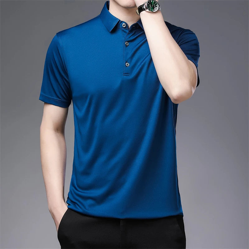 2024 Men's New Solid Color Business Casual POLO Shirt Summer