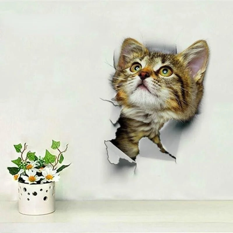 3D Cute Cat Self-adhesive Removable Wallpaper