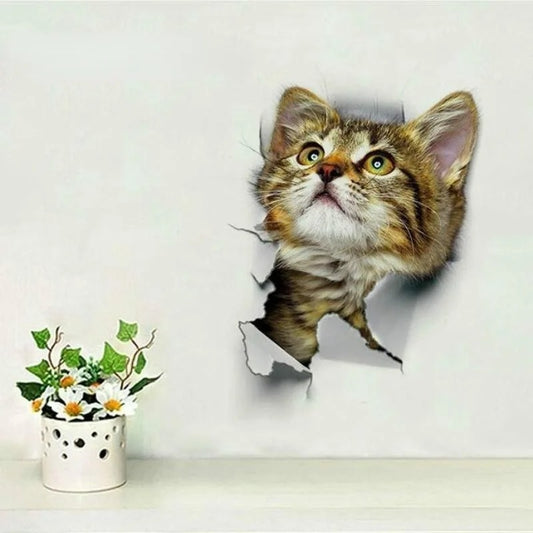 3D Cute Cat Self-adhesive Removable Wallpaper