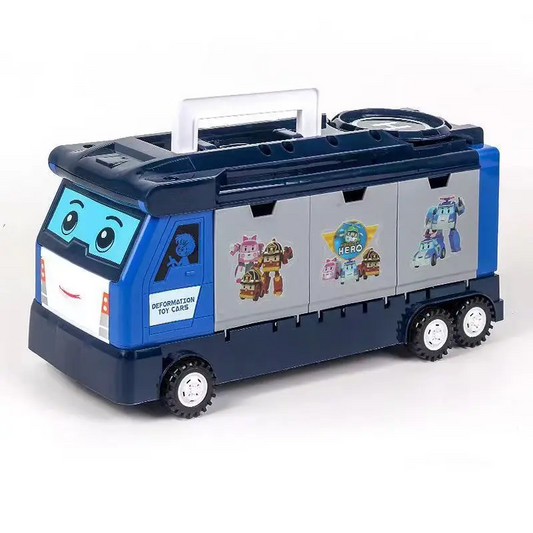 Poli children's car set robot toy