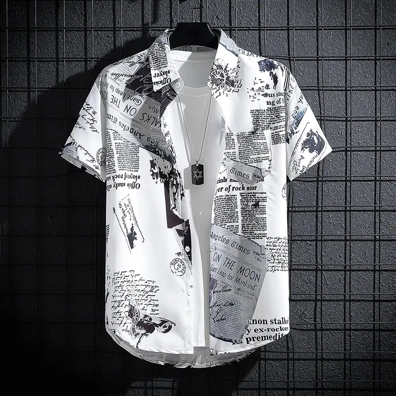 Men's Short sleeve Print Shirts Thin Beach Top
