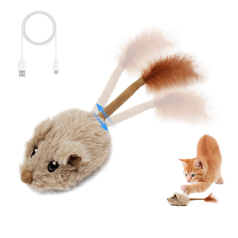 Rechargeable Motion Mouse Cat Toy for Kitten Mouse Sound Moving Mouse