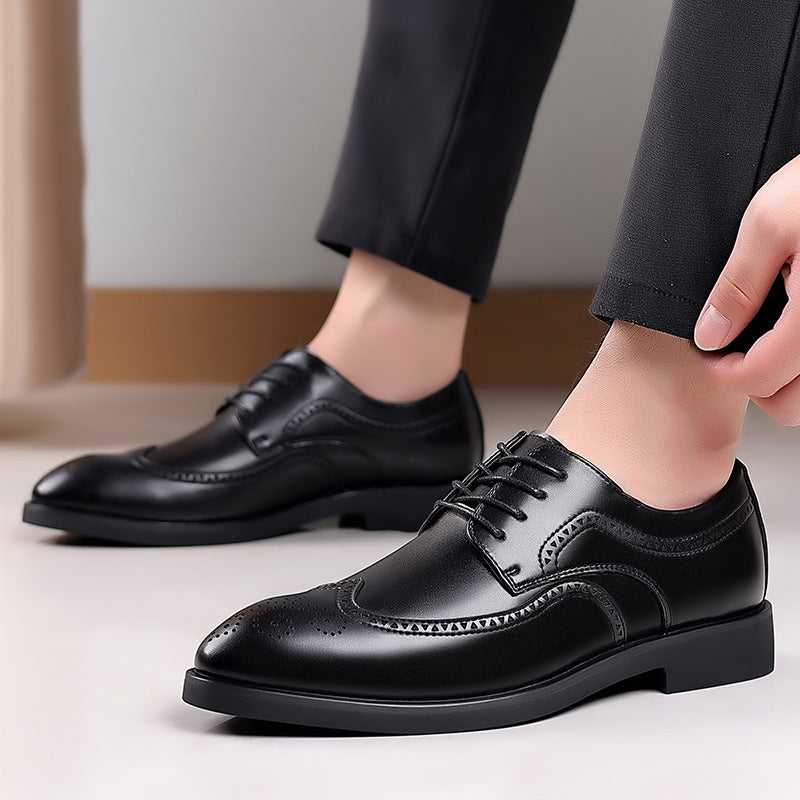 Men Classic Retro Brogues Men Lace Up Business Leather Shoes
