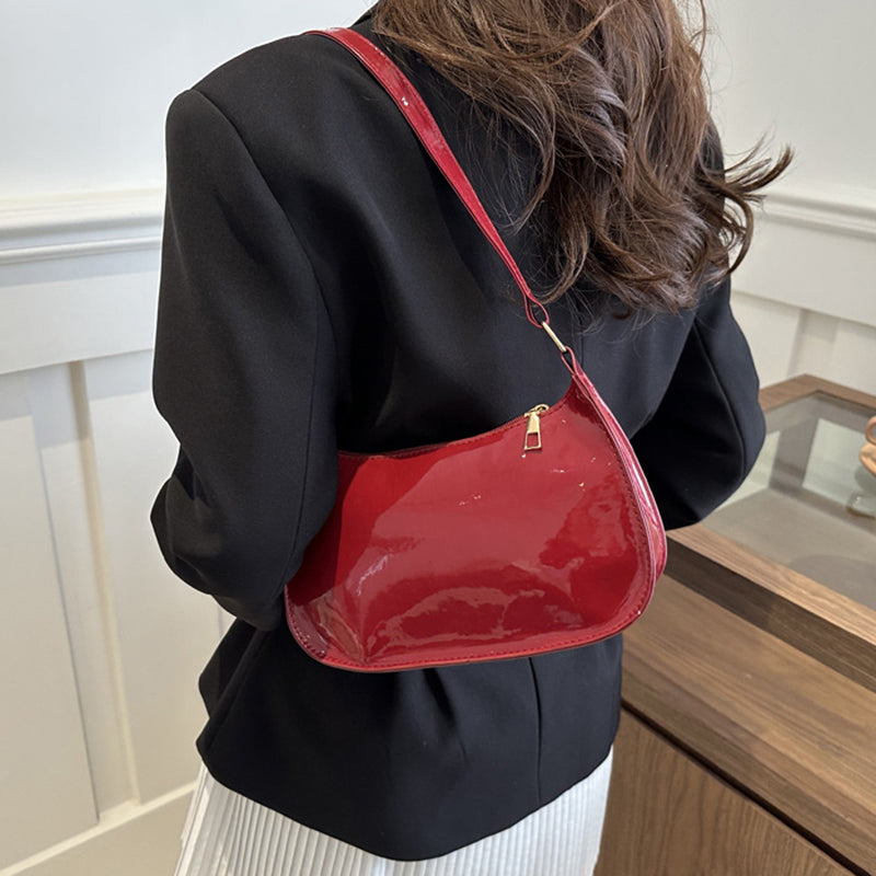 Retro Solid Color PU Leather Shoulder Underarm Bag
