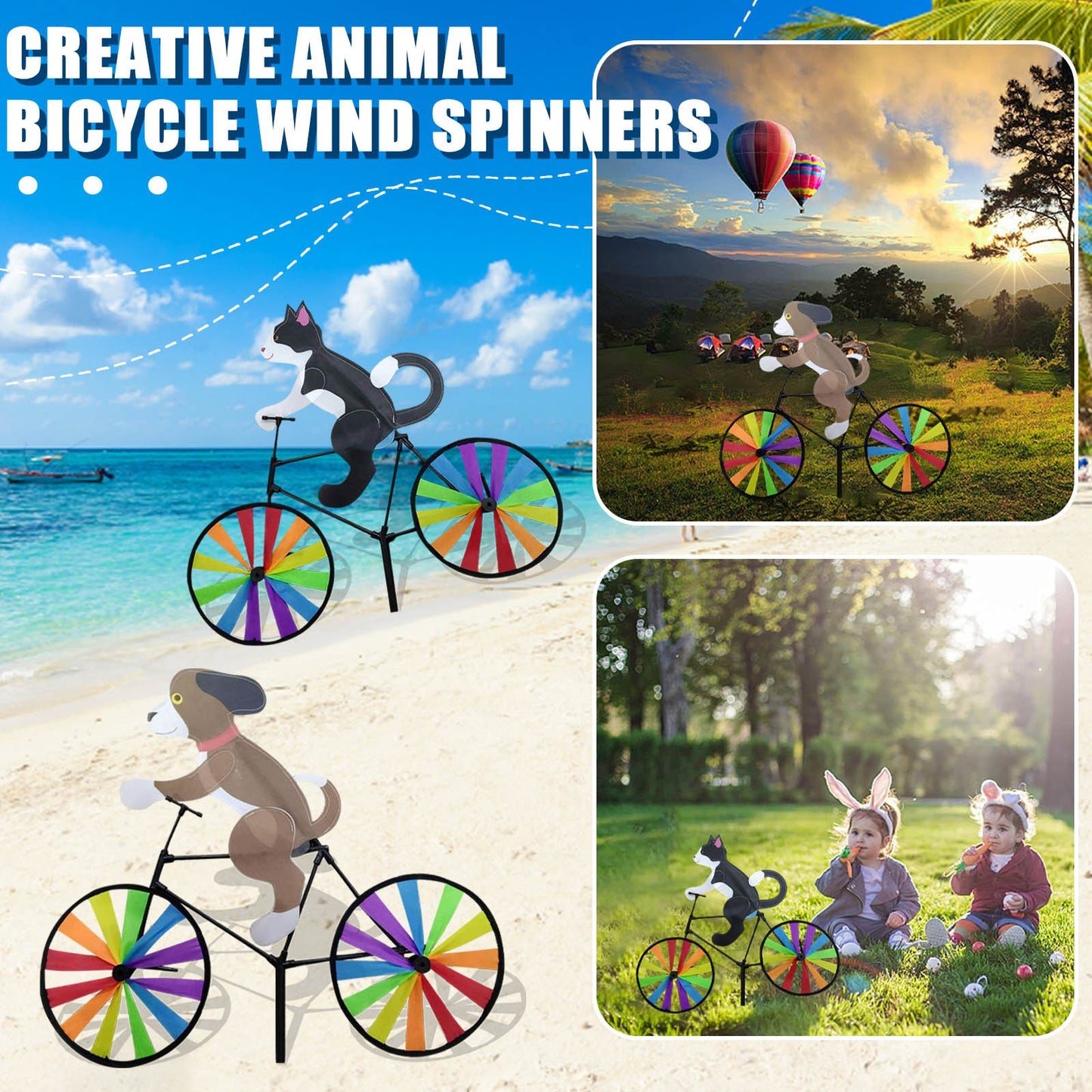 Animal Riding Three-dimensional Cartoon Modelling Windmill Creative Bicycle Wind