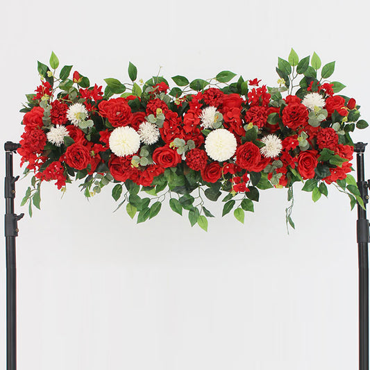 100cm Luxury White Rose Artificial Flower Row Wedding Table Centerpiece