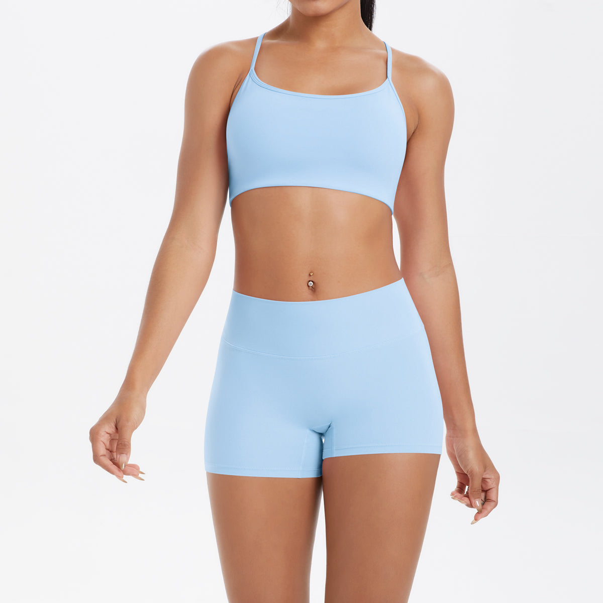 2PCS Yoga Clothes Halter Yoga Top Set Fitness Gym Suit