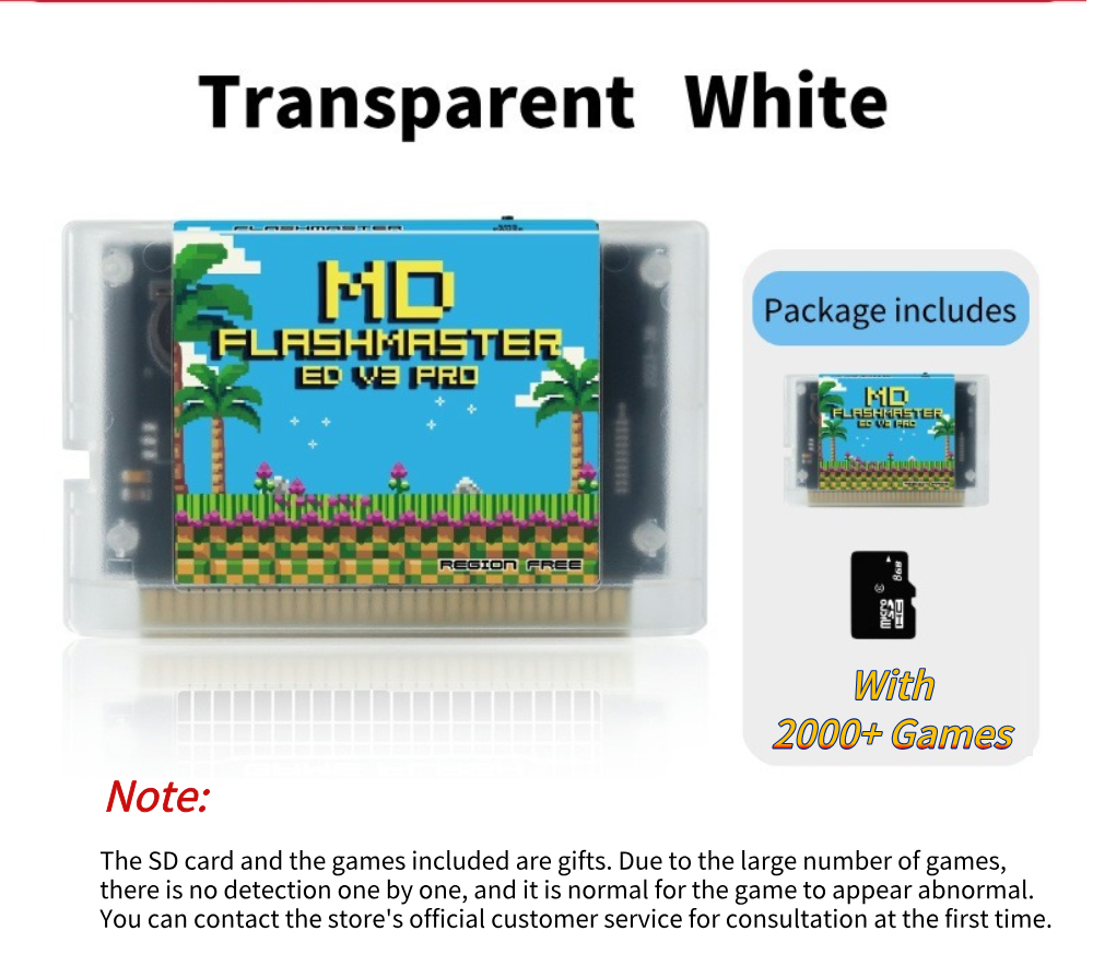 Mega Drive V3.0 Pro Card 4000 in 1 With 8GB TF Card MD Game Card