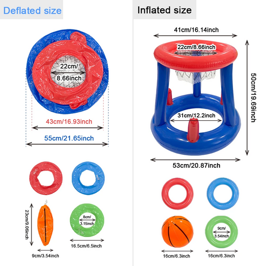 1pc Blue Inflatable Basketball Rack With Rings