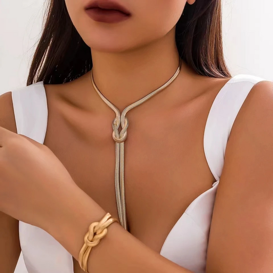 2PCS Sexy Long Snake Twisted Chain Necklace Bracelet For Women