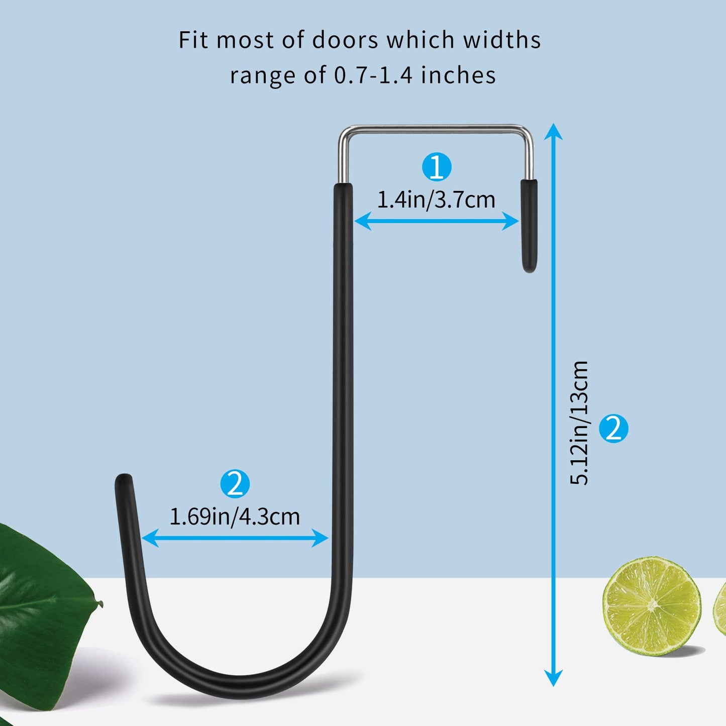 4pcs Door Hangers Hooks with Rubber Organizer Hooks