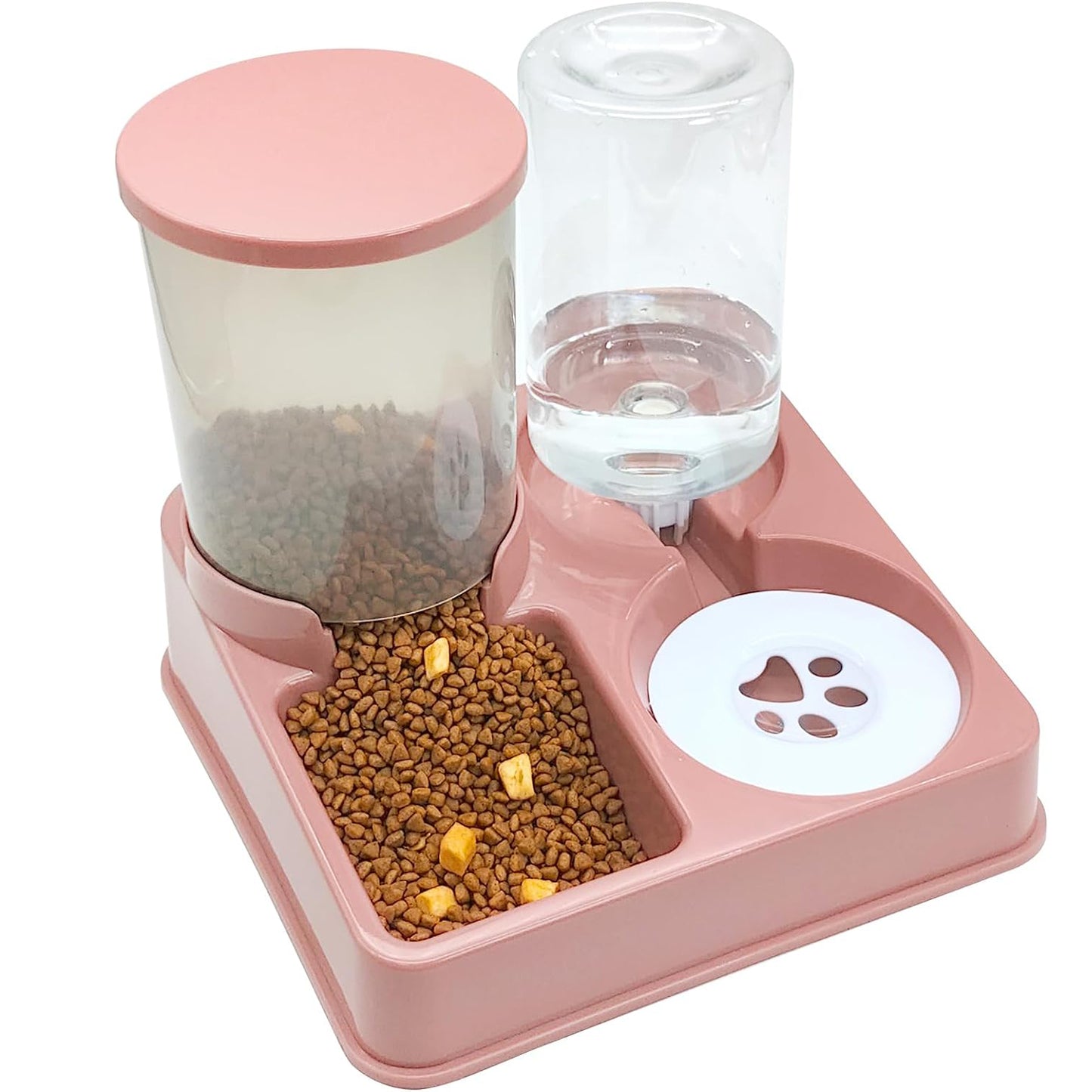 Automatic Cat Feeder Water Dispenser Set, 2 In 1 Tilted Automatic Pet Food