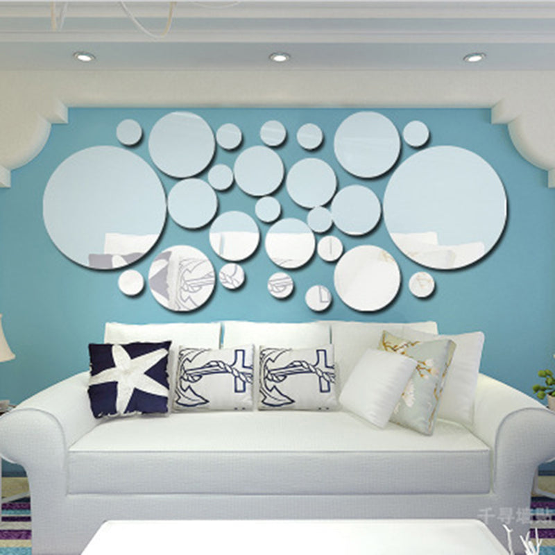 26 PCs 3D Acrylic Mirror Wall Sticker, round Mirror, DIY Bedroom,