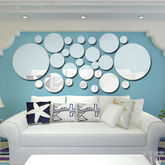 26 PCs 3D Acrylic Mirror Wall Sticker, round Mirror, DIY Bedroom,