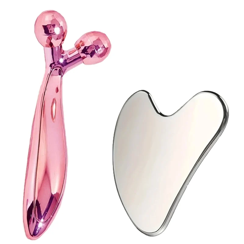 Stainless Steel Gua Sha Facial Tool 3D Roller Massager