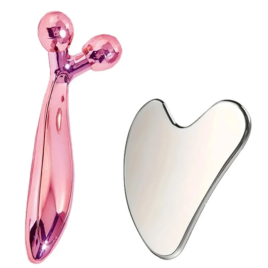 Stainless Steel Gua Sha Facial Tool 3D Roller Massager