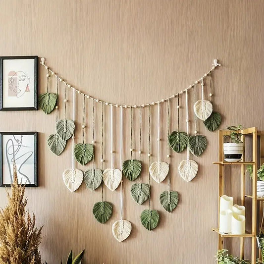 Boho Home Decoration, Macrame Tapestry Macrame Leaf