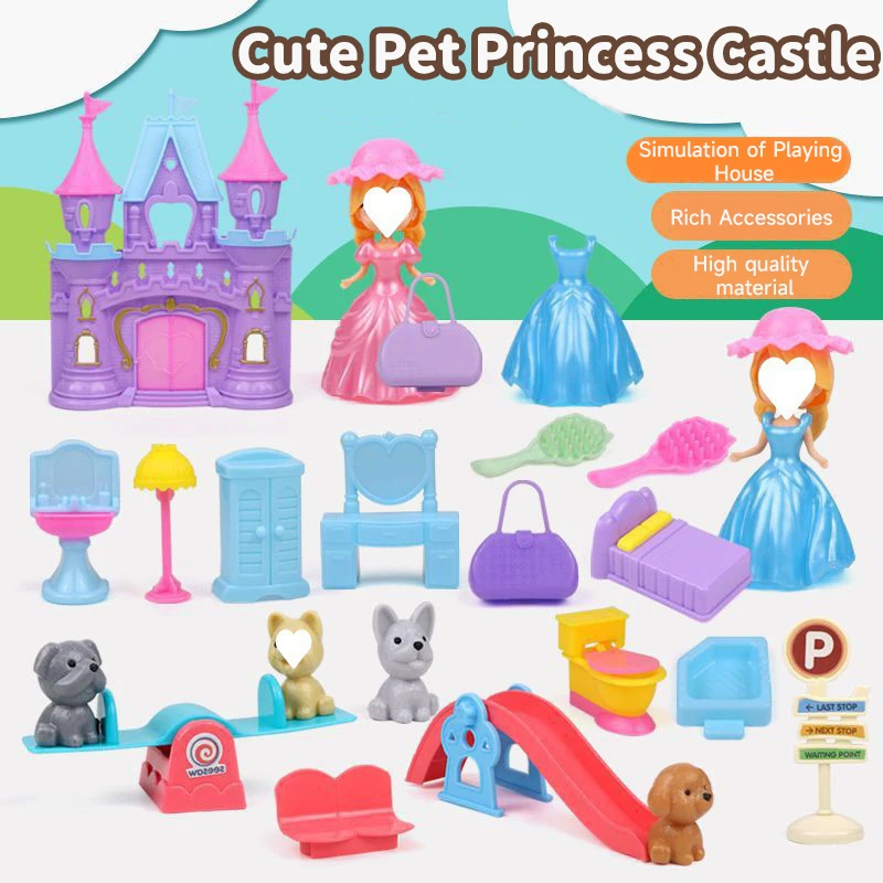 Cute Dog Pet Basket Family Toy Children Play House Games Toy