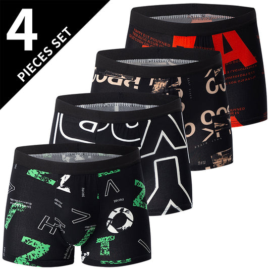 4 Pack European and American Size MEN'S Printed Fashion Boyshort