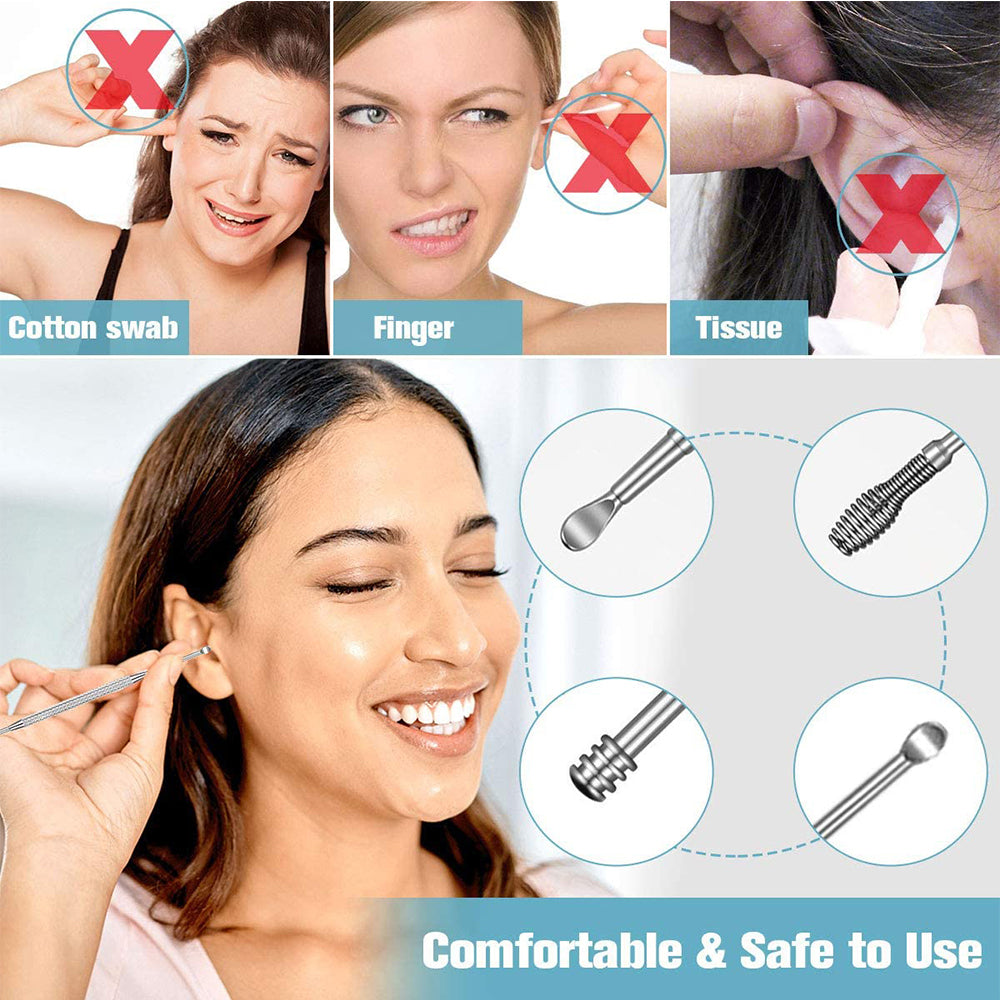 6PCS Stainless Steel Earpick Ear Cleaner Spoon