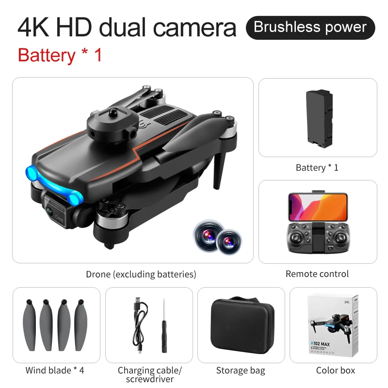 KBDFA K102 Pro Mini Drone 4K HD Camera Optical Flow