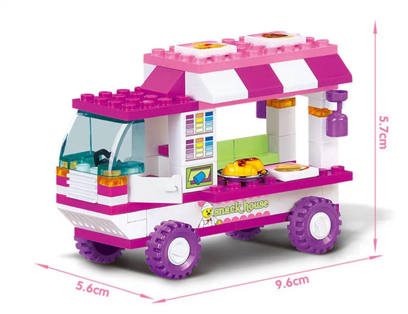 102PCS Building Blocks Set Friends City Van Snack House