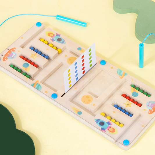 Wooden Magnetic Shape Matching Maze Board Kids