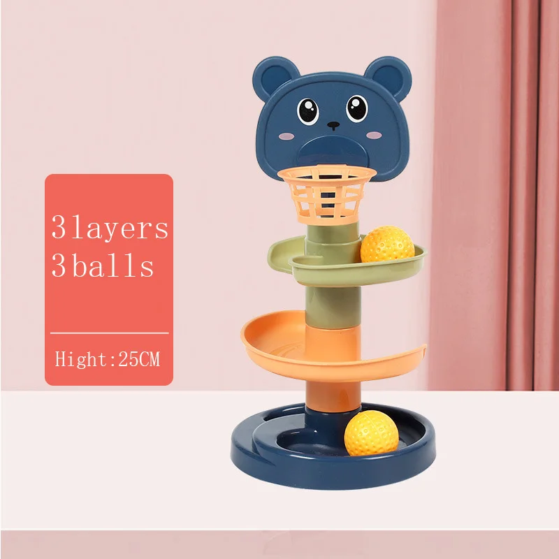 Baby Toy Rotating Rolling Ball Pile Tower Gliding Montessori Educational Toy