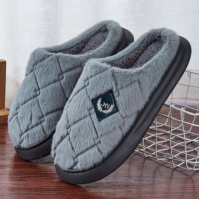 Men's House Slippers Furry Plaid cozy EVA Memory Foam Lightweight Casual Shoes