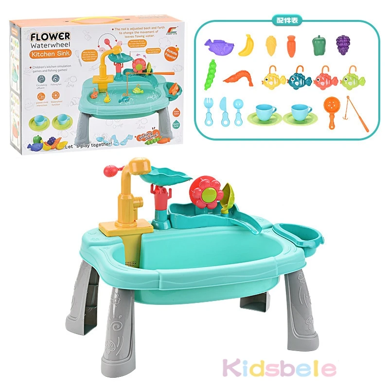 Kids Kitchen Sink Toys Electric Dishwasher Playing Toy