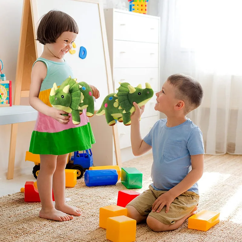 Dinosaur Plush Toy 40cm Stuffed Animal Triceratops Throw Plushie Pillow