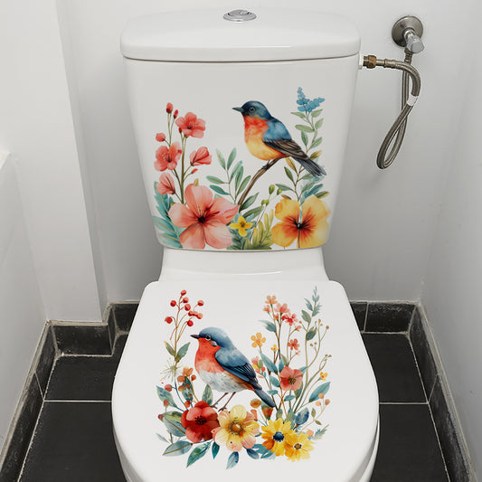 2PCS DIY bathroom sticker bird flower design for bathroom