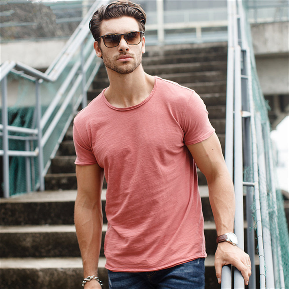 100% Cotton Men T-shirt Casual Soft Fitness Summer Thin T-shirts Men's